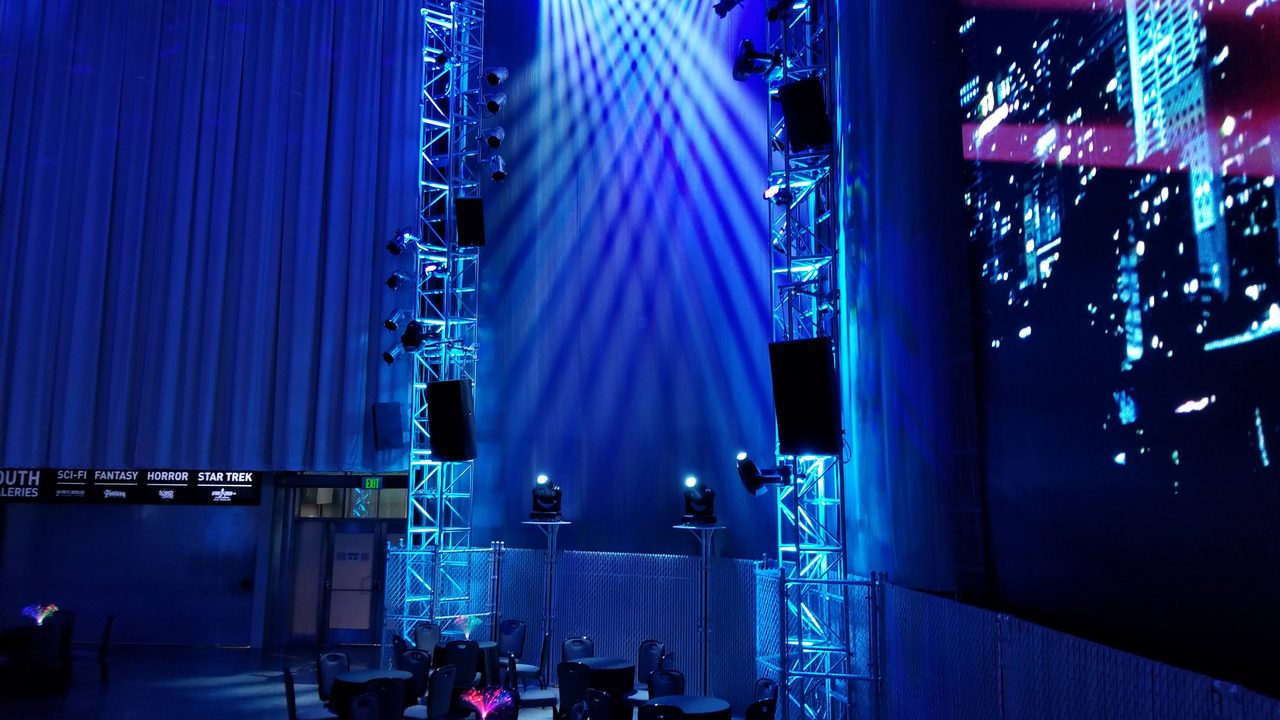 Beam lighting and big-screen content at a brand launch