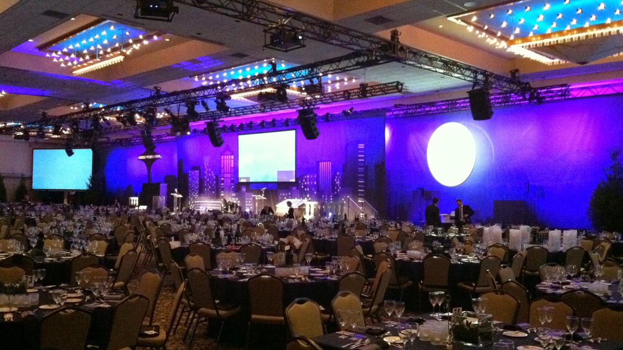 Awards gala main stage with scenic and IMAG